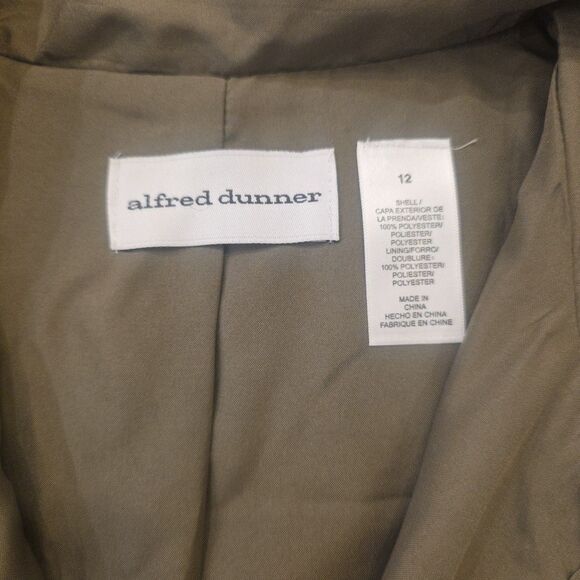 ALFRED DUNNER Quilted Olive Green Open‎ Front Jacket Women's 12 Fall Grandmacore - Picture 3 of 7